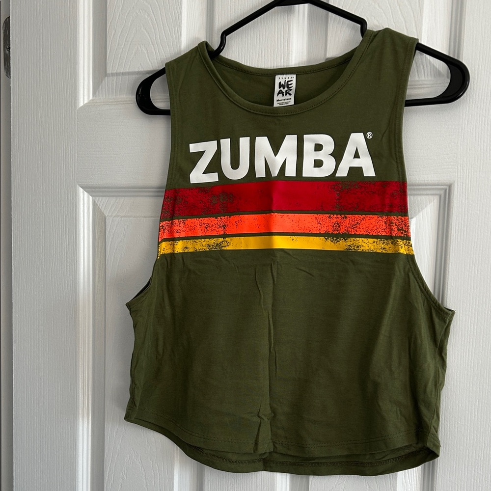 ZUMBA Olive and Red Muscle Tee